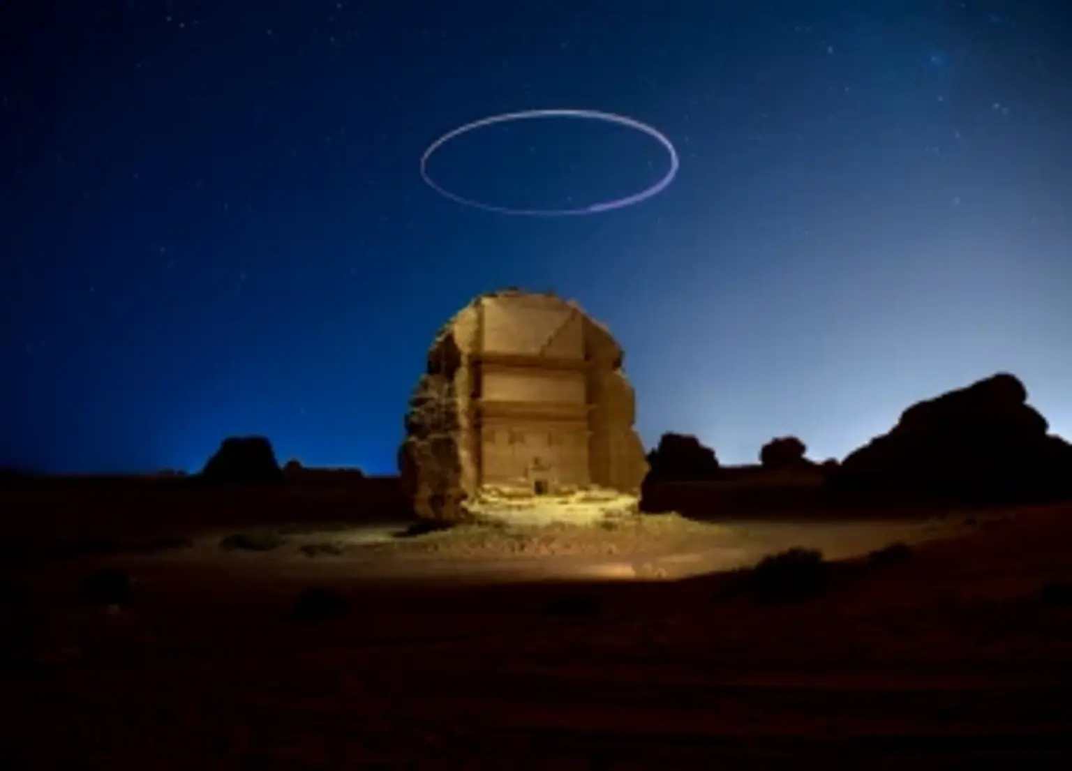 Qasr Al-Farid in Hegra, AlUla at night