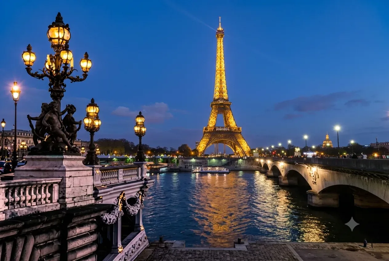eiffel tower at night