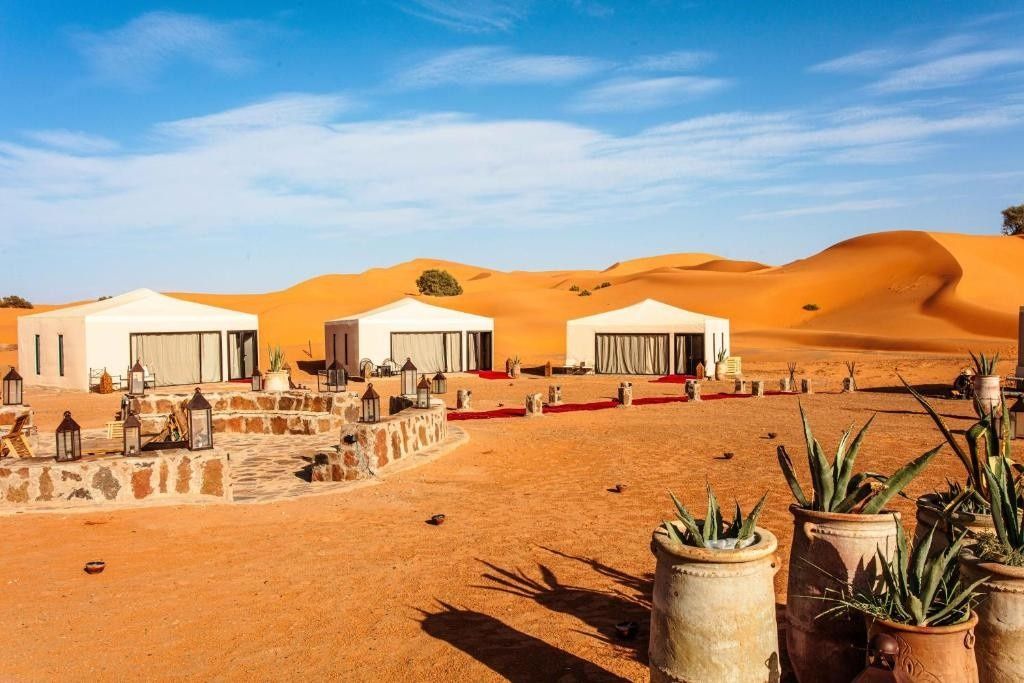 Merzouga Sahara luxury desert camp with tents