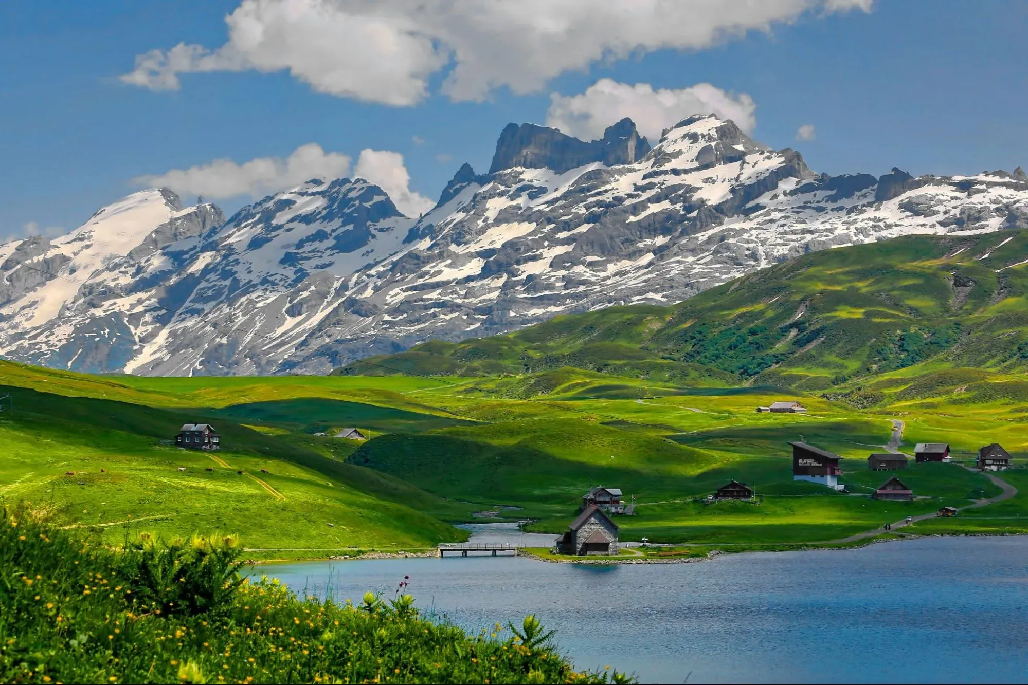 mountains, landscape, and lake