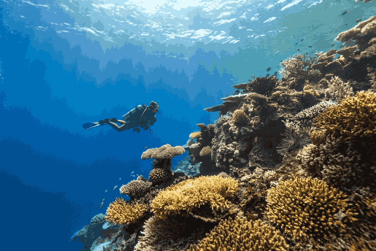 Scuba Diving Among Coral Reefs