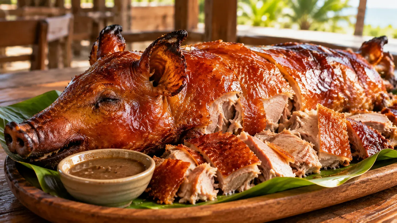 Cebu Lechon at a Local Restaurant in Cebu, Philippines