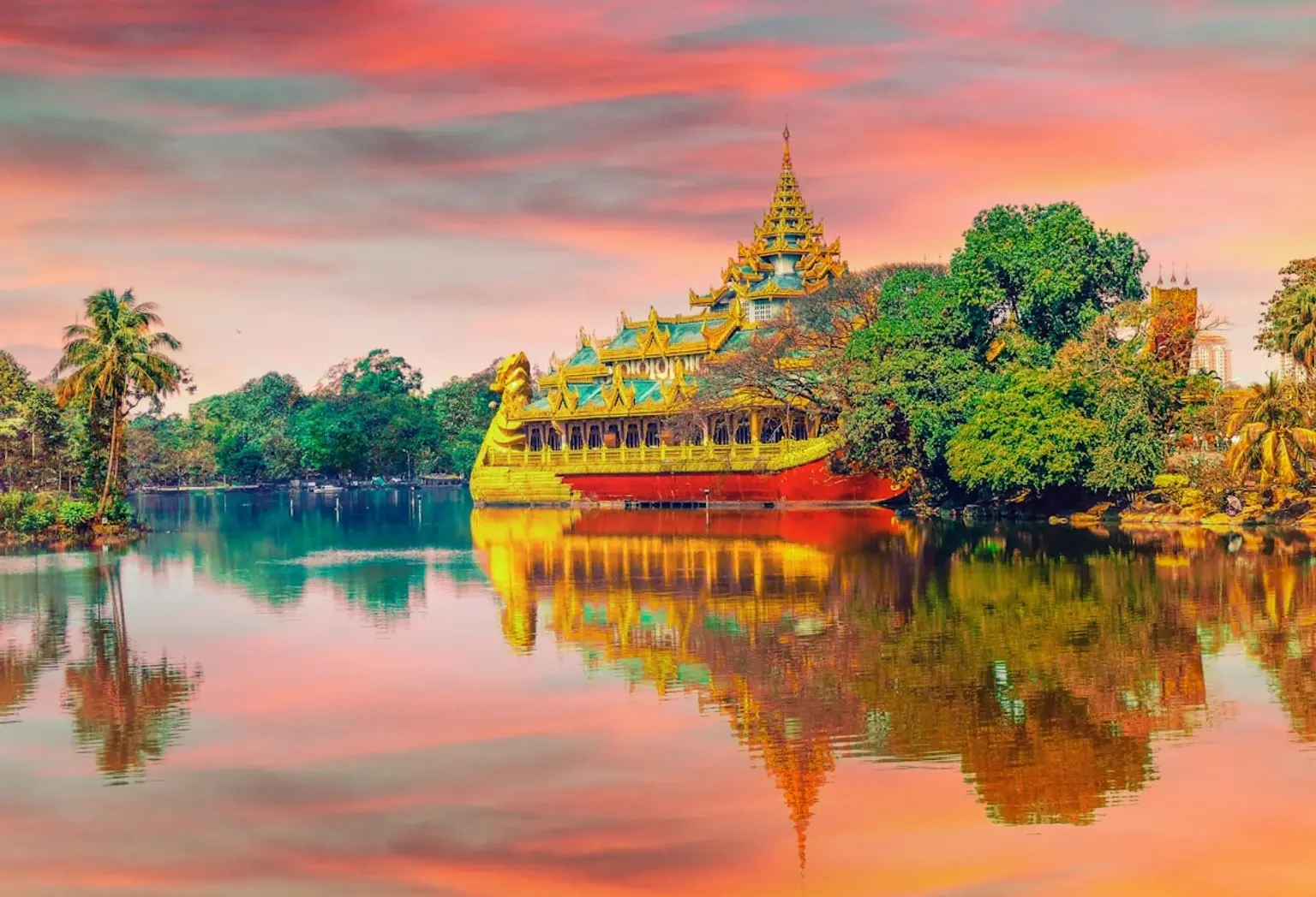 A serene landscape featuring a tranquil temple surrounded by lush greenery, inviting spiritual reflection and relaxation.